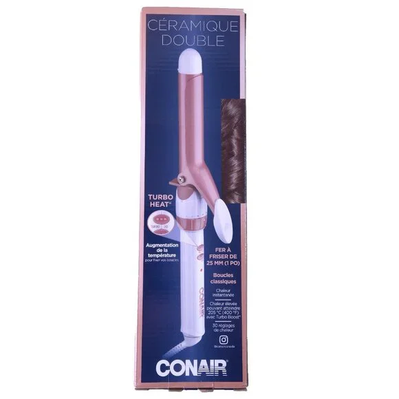 Conair Double Ceramic Classic Curls Curling Iron Dual Barrel Hair Styler 25mm - Picture 2 of 7